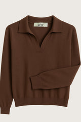 Brun langærmet polo til kvinder