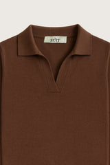 Brun langærmet polo dame