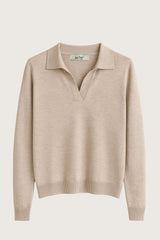 Beige langærmet polo