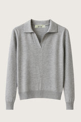 Grå langærmet polo minimalistisk luksus og tidløs elegance i ét design.