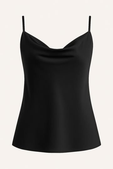 LA SUIT Sort top, sort festlige top, silke top, satin top,