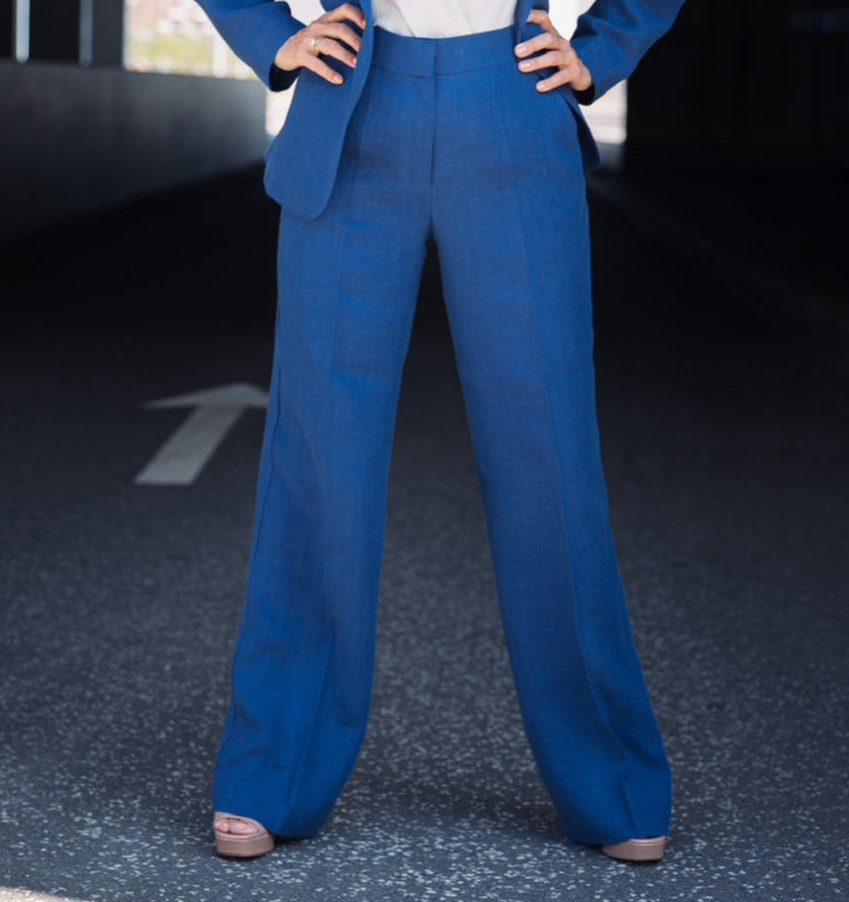 LA SUITs blå habitbukser i hør til kvinder