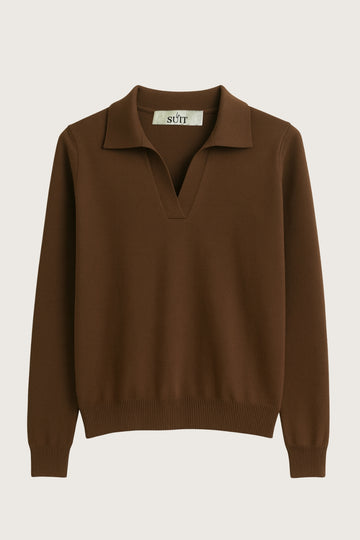Beige langærmet polo