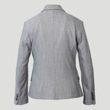 LA SUIT_Grå blazer til kvinder med fire knapper på ærmet set bagfra.