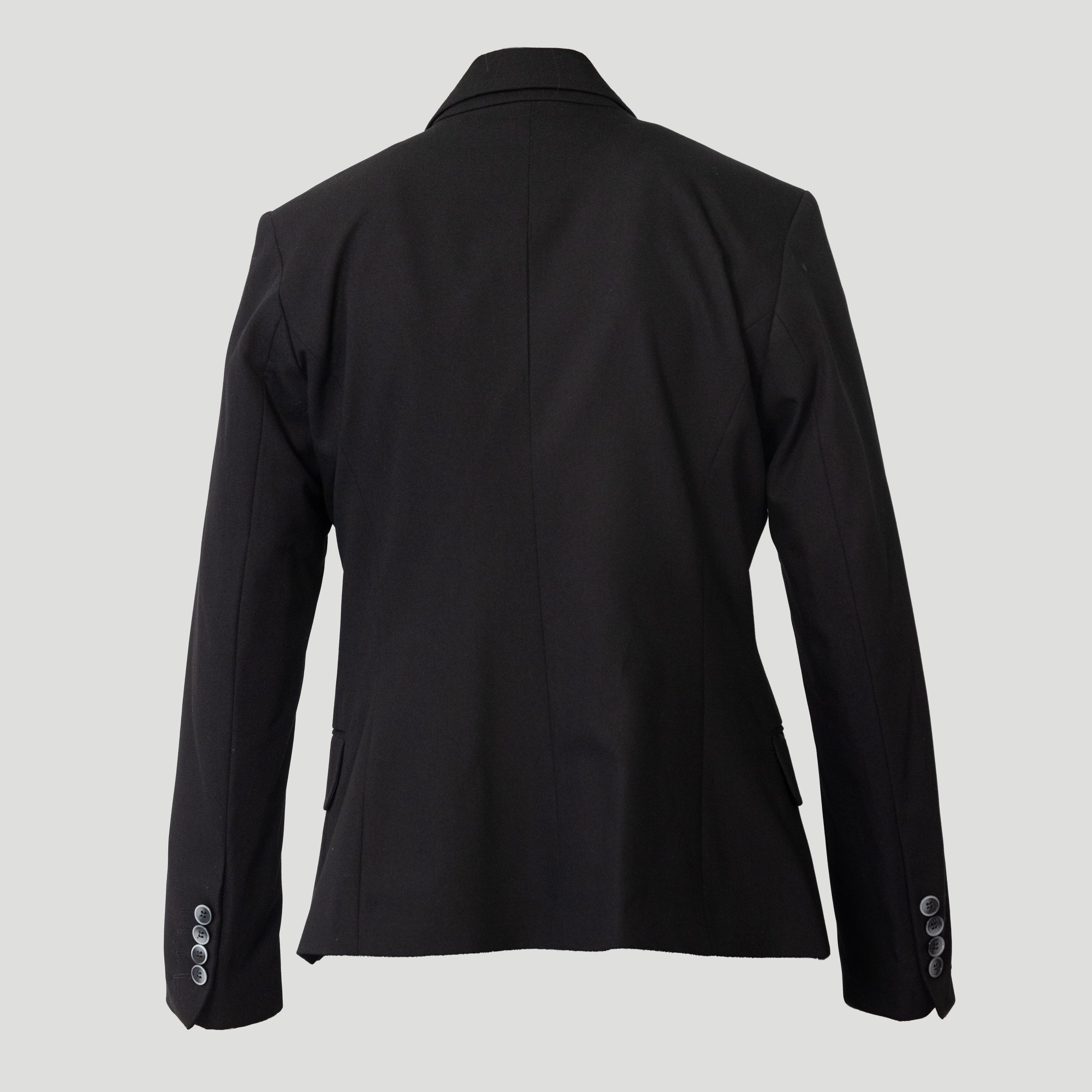 LA SUIT Elegance habitjakke i sort med fire knapper på ærmerne set bagfra.