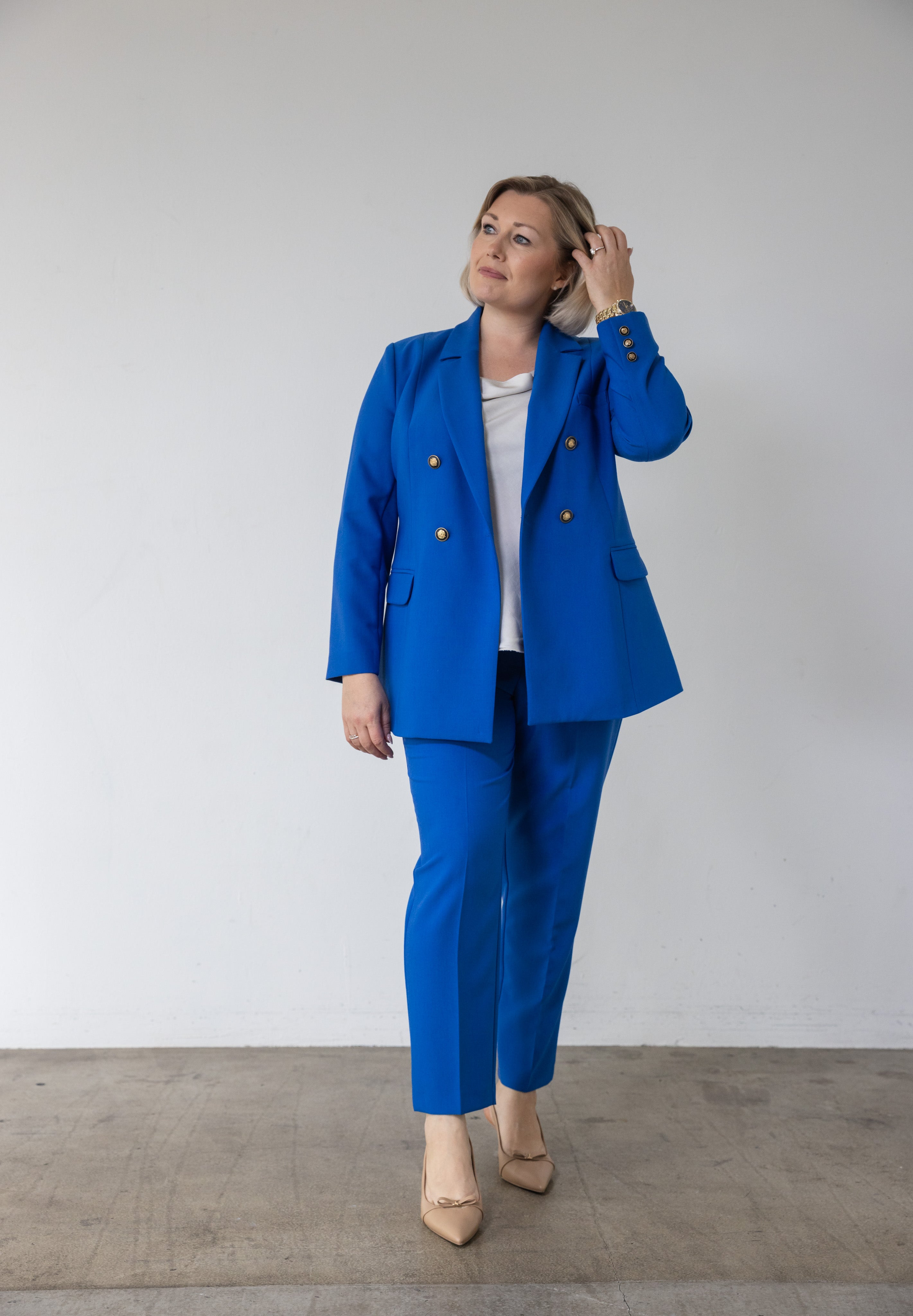 LA SUITs blå dobbeltradet blazer til kvinder