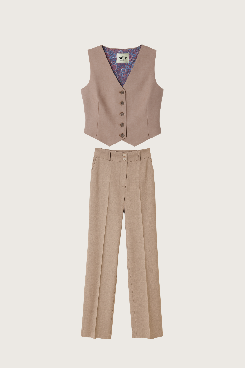 Beige Vest og Bukser