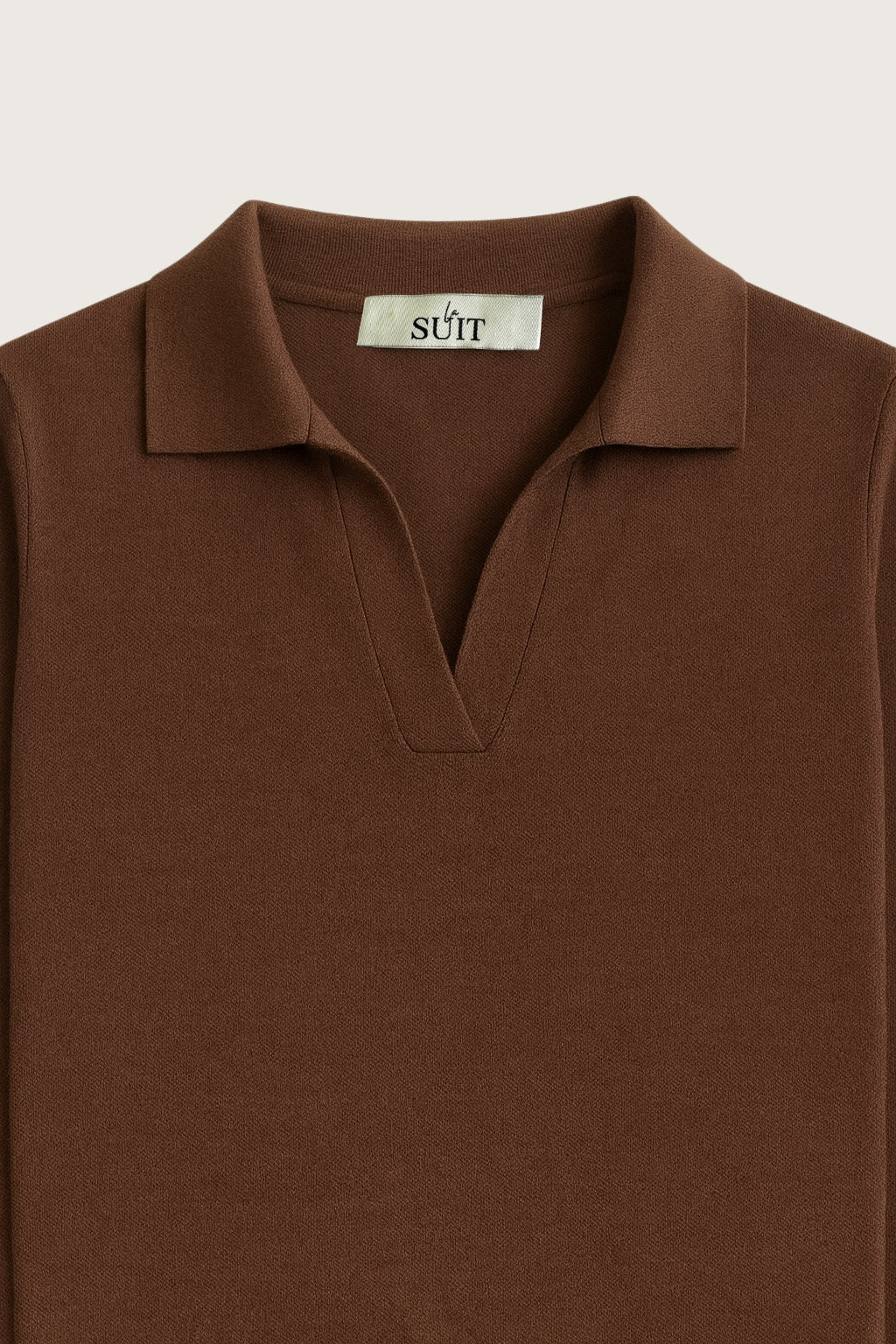 Brun langærmet polo dame