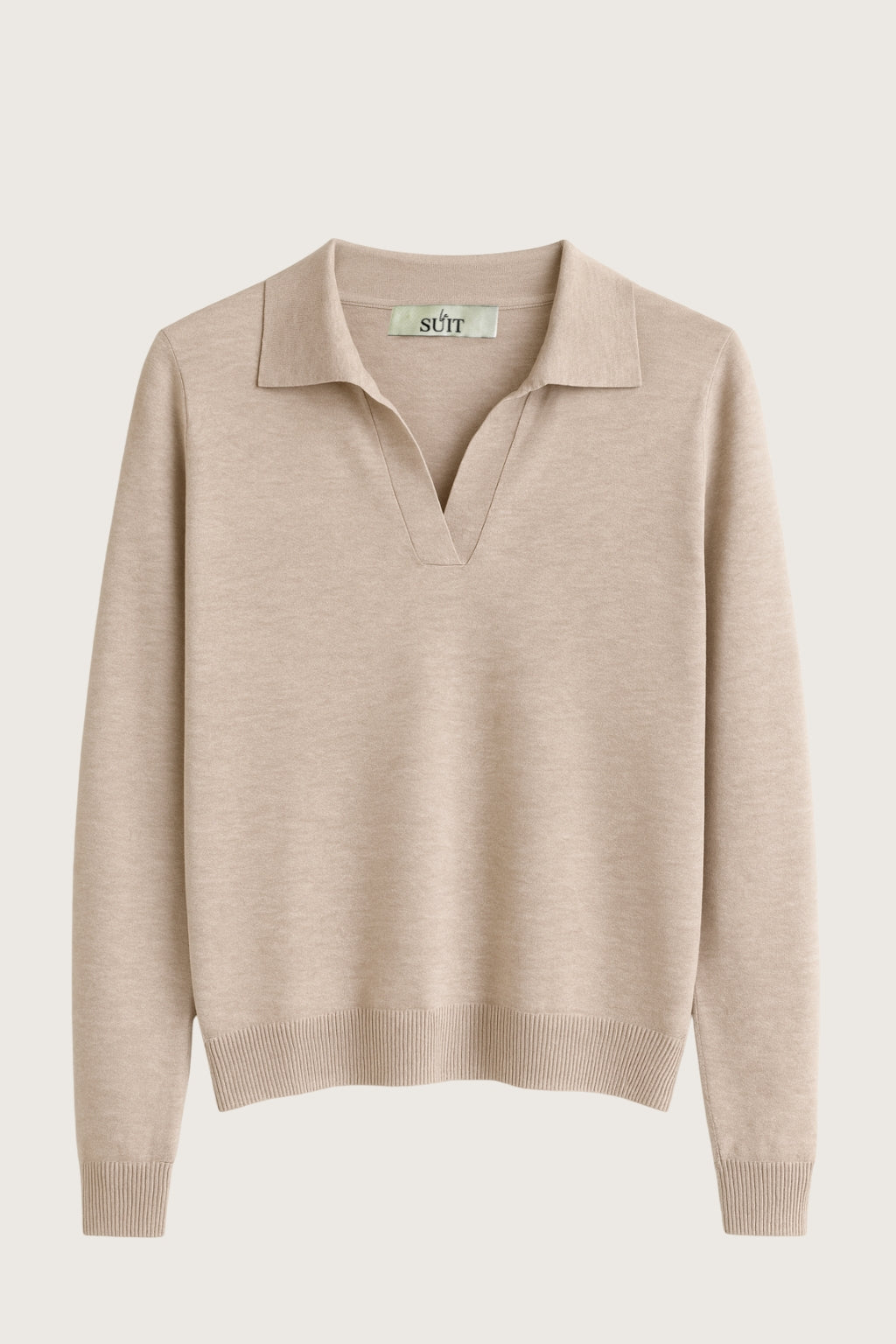 Beige langærmet polo