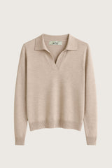 Beige langærmet polo