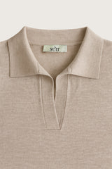 Beige langærmet polo