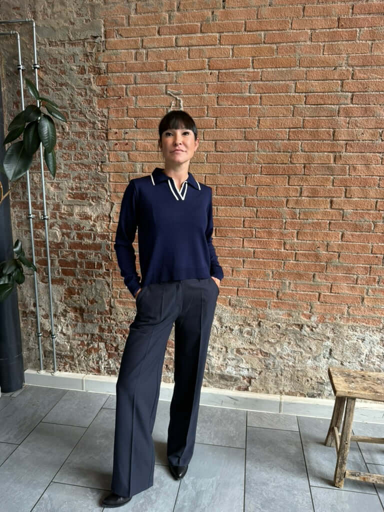 Classic Knit Polo Blå