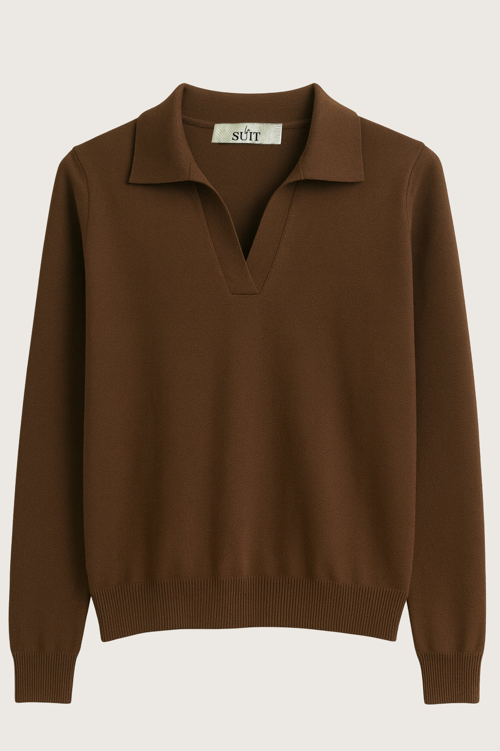 Beige langærmet polo