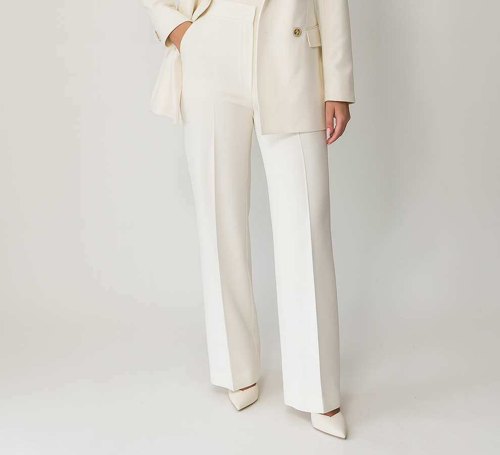 ivory bukser kvinder, hvide bukser dame, elegante bukser høj talje, skræddersyede bukser, tidløse bukser til kvinder, klassiske damebukser