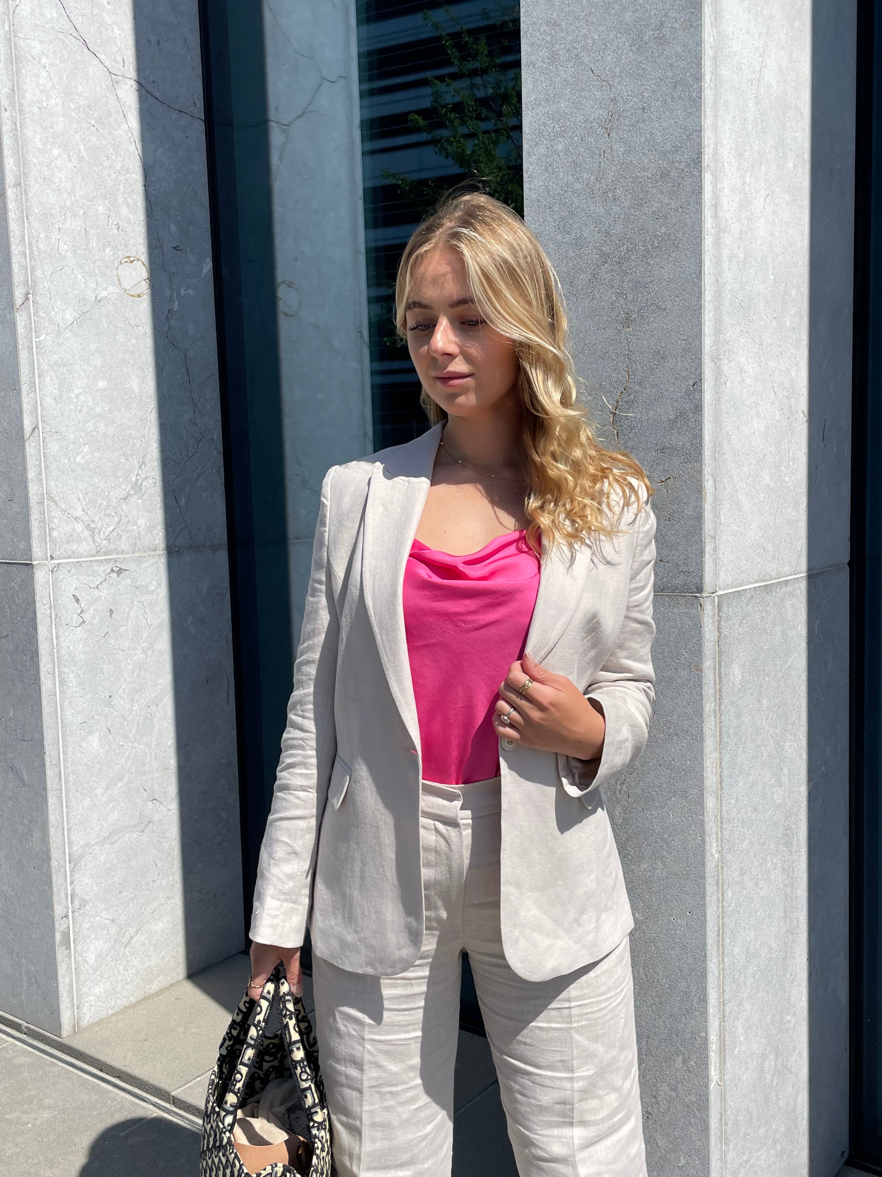 Hør blazer råhvid