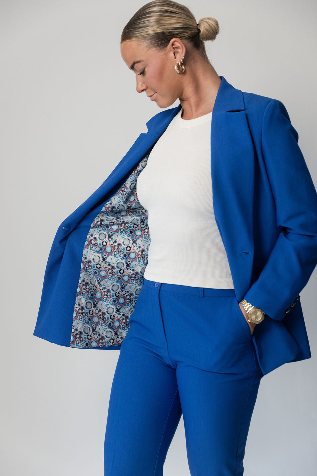 LA SUITs blå dobbeltradet blazer til kvinder