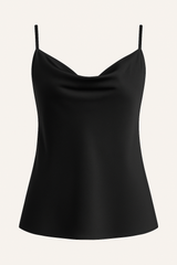 LA SUIT Sort top, sort festlige top, silke top, satin top, 