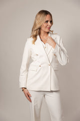 Ivory Double-Breasted Power Suit