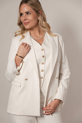Ivory Double-Breasted Power Suit
