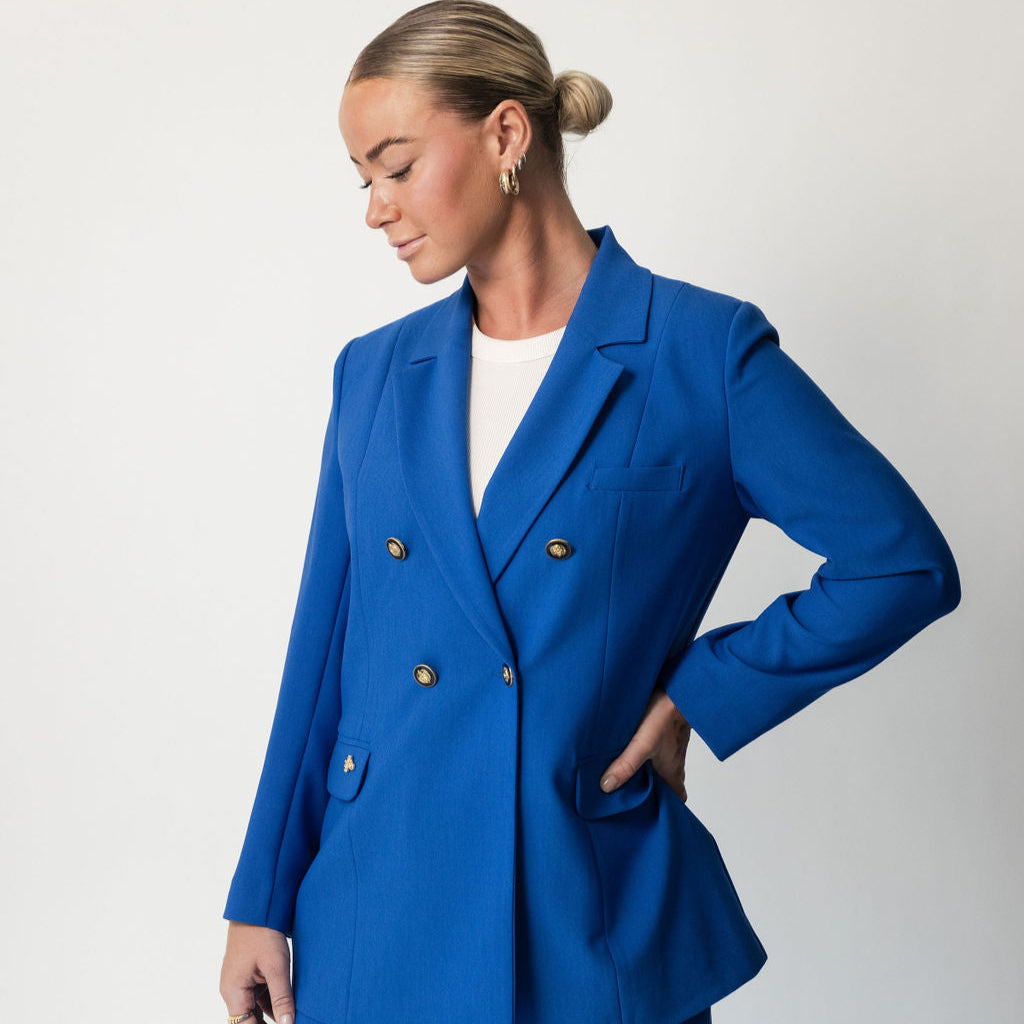 LA SUITs blå dobbeltradet blazer til kvinder