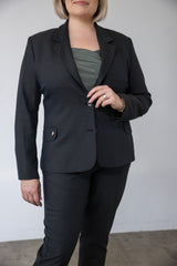 Grøn pinstribe blazer til damer