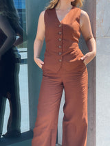 LA SUITs brune vestsæt i hør til kvinder