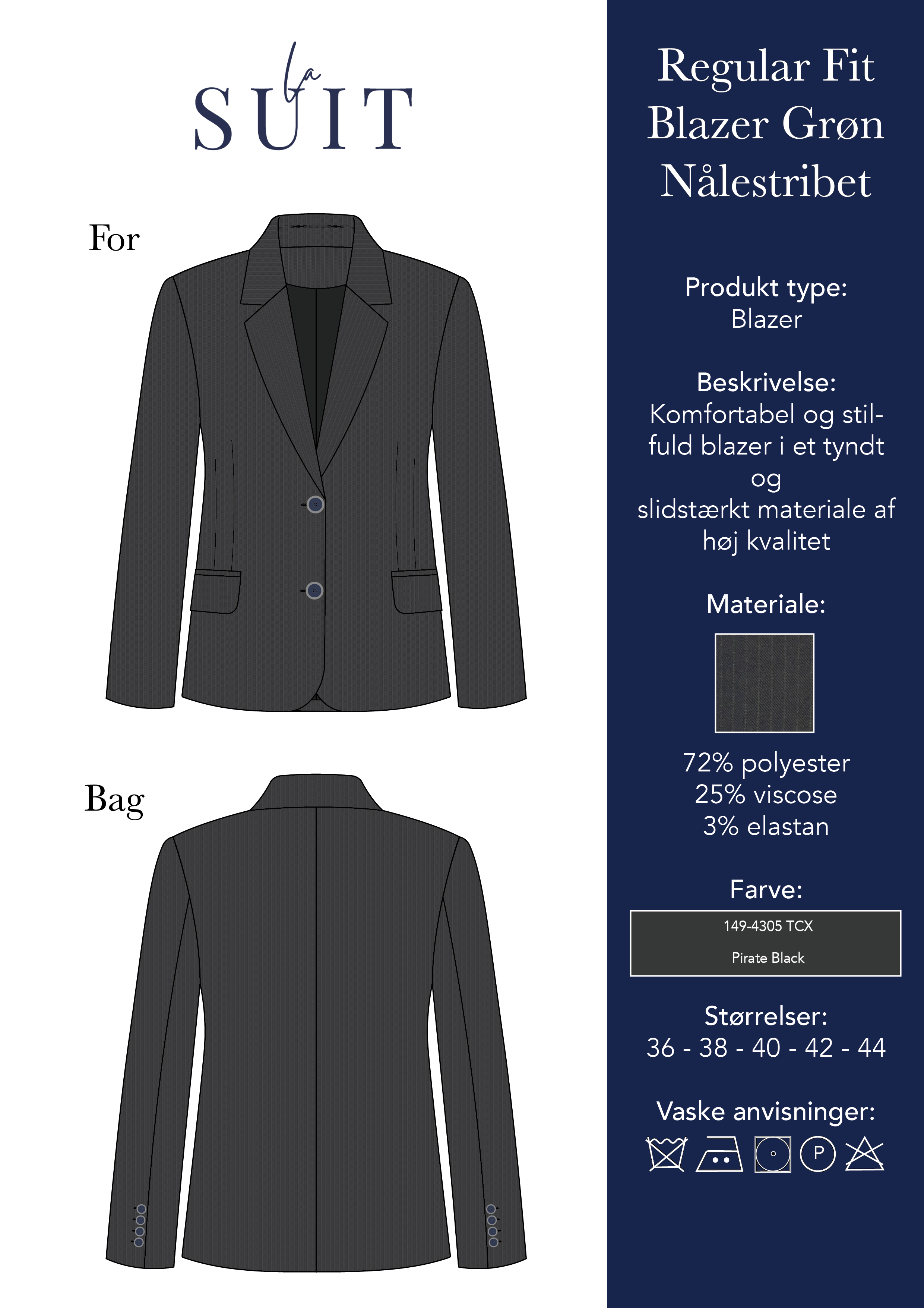 Layout_LA SUIT grønt nålestribet jakkesæt til kvinder