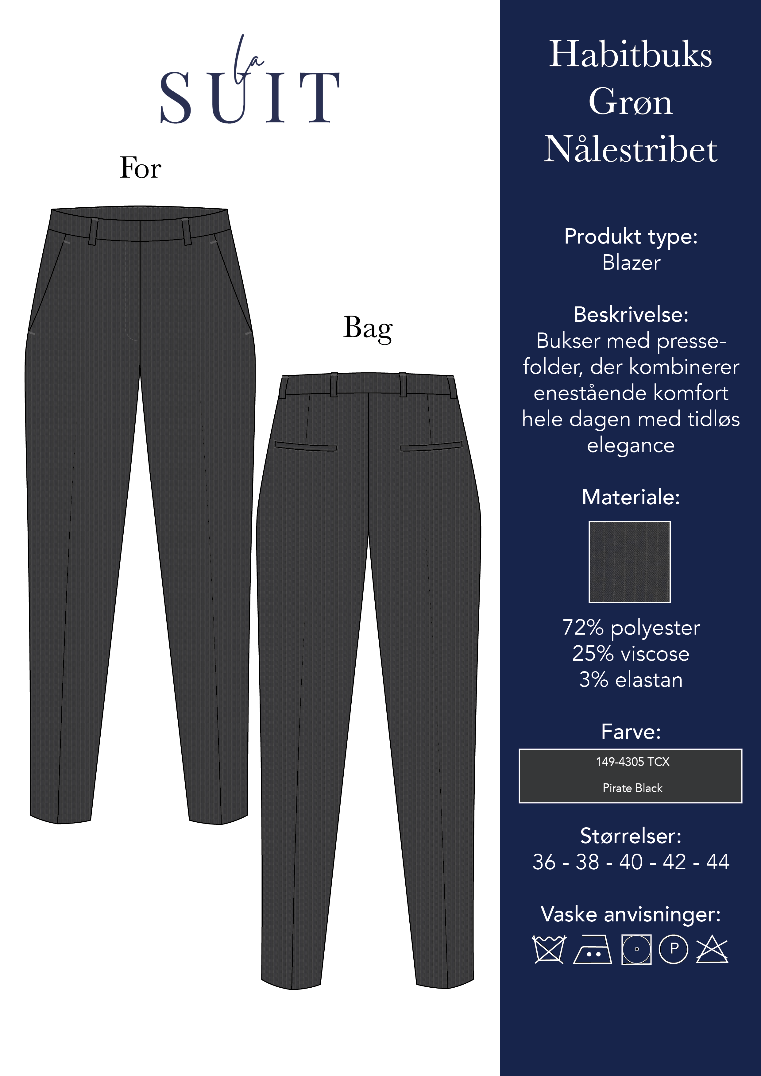 LA SUITs grønne nålestribede bukser til kvinder