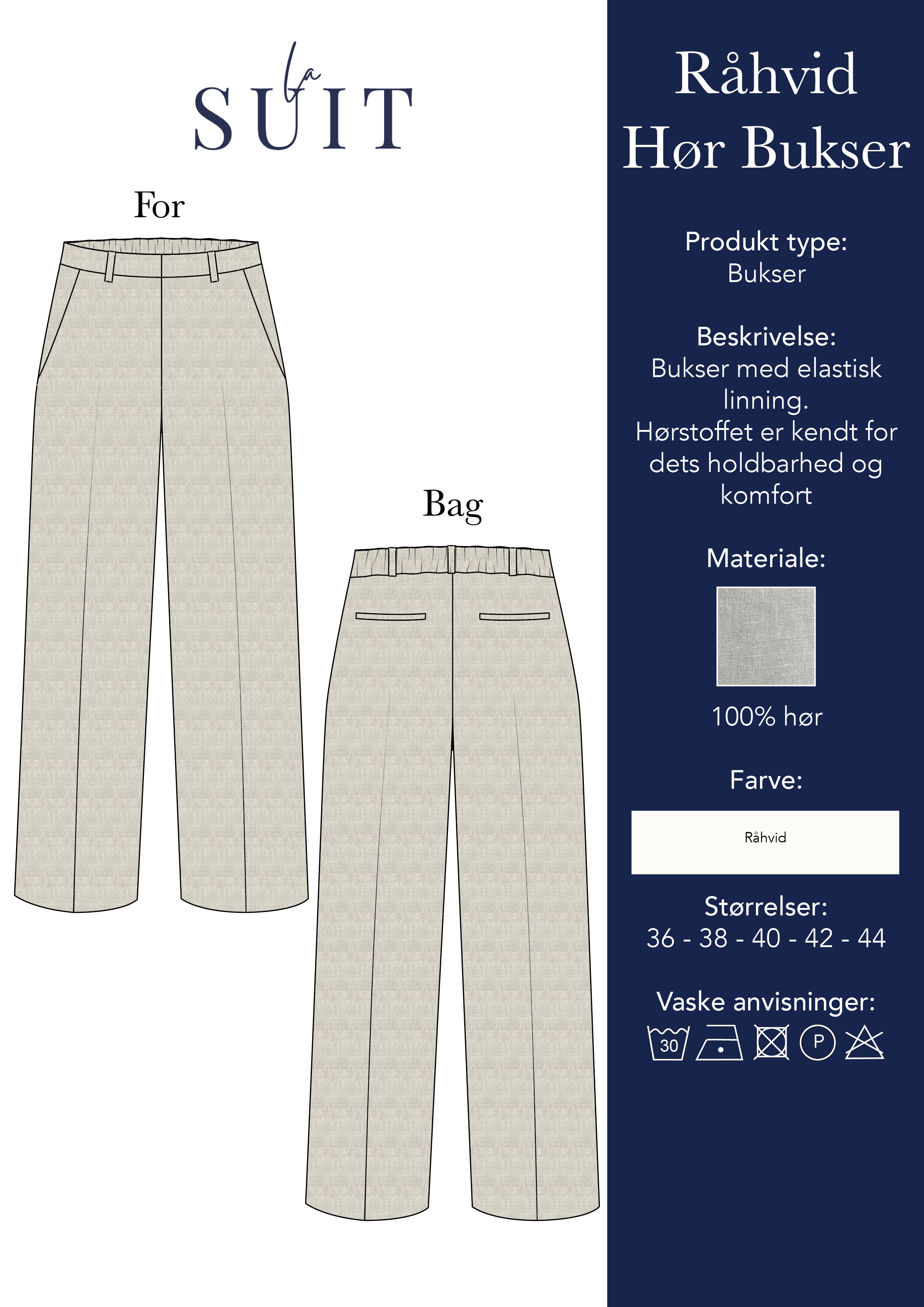 Layout_LA SUITs hvide habitbukser i hør til kvinder