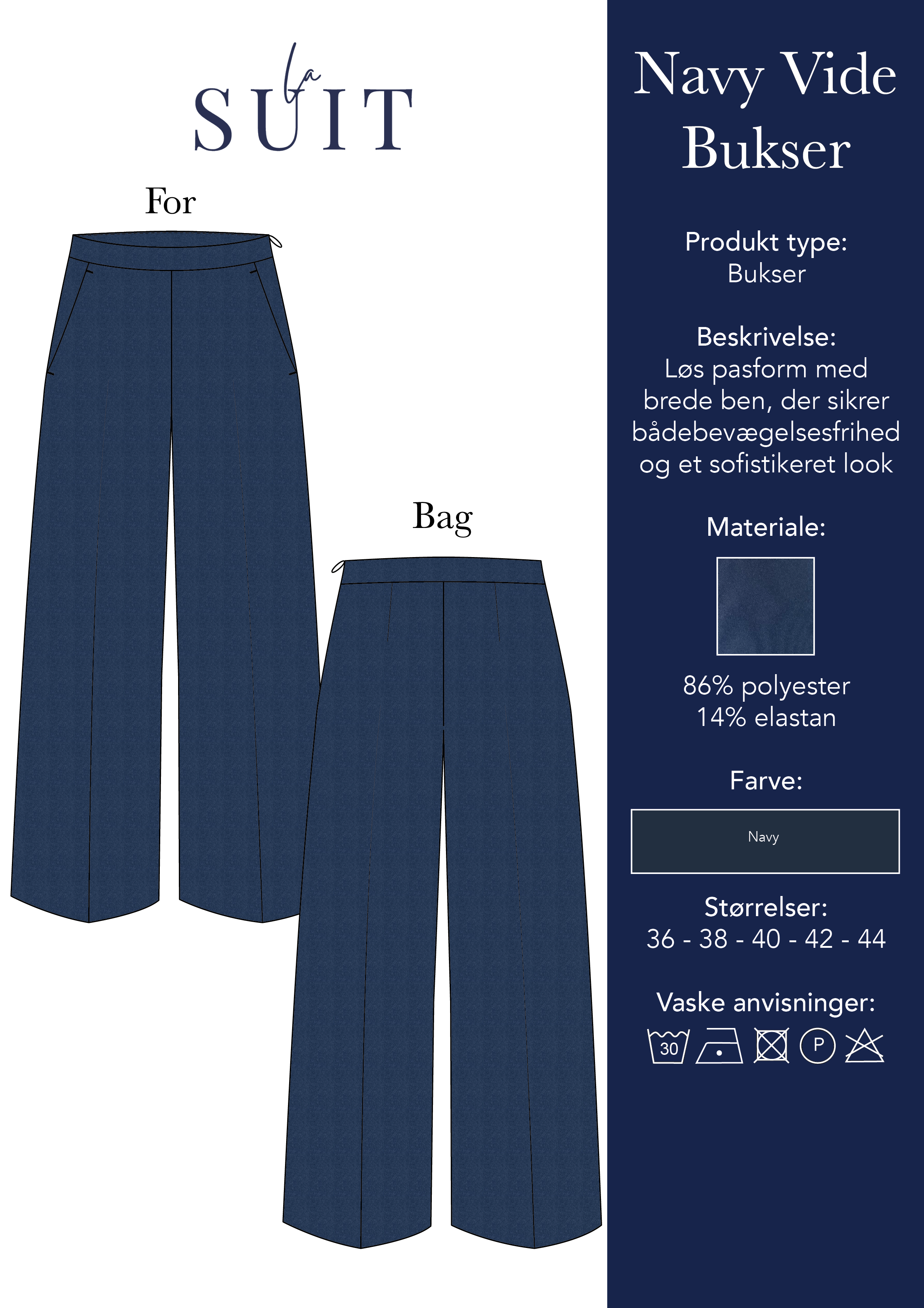 Layout_LA SUITs navy vide bukser til kvinder