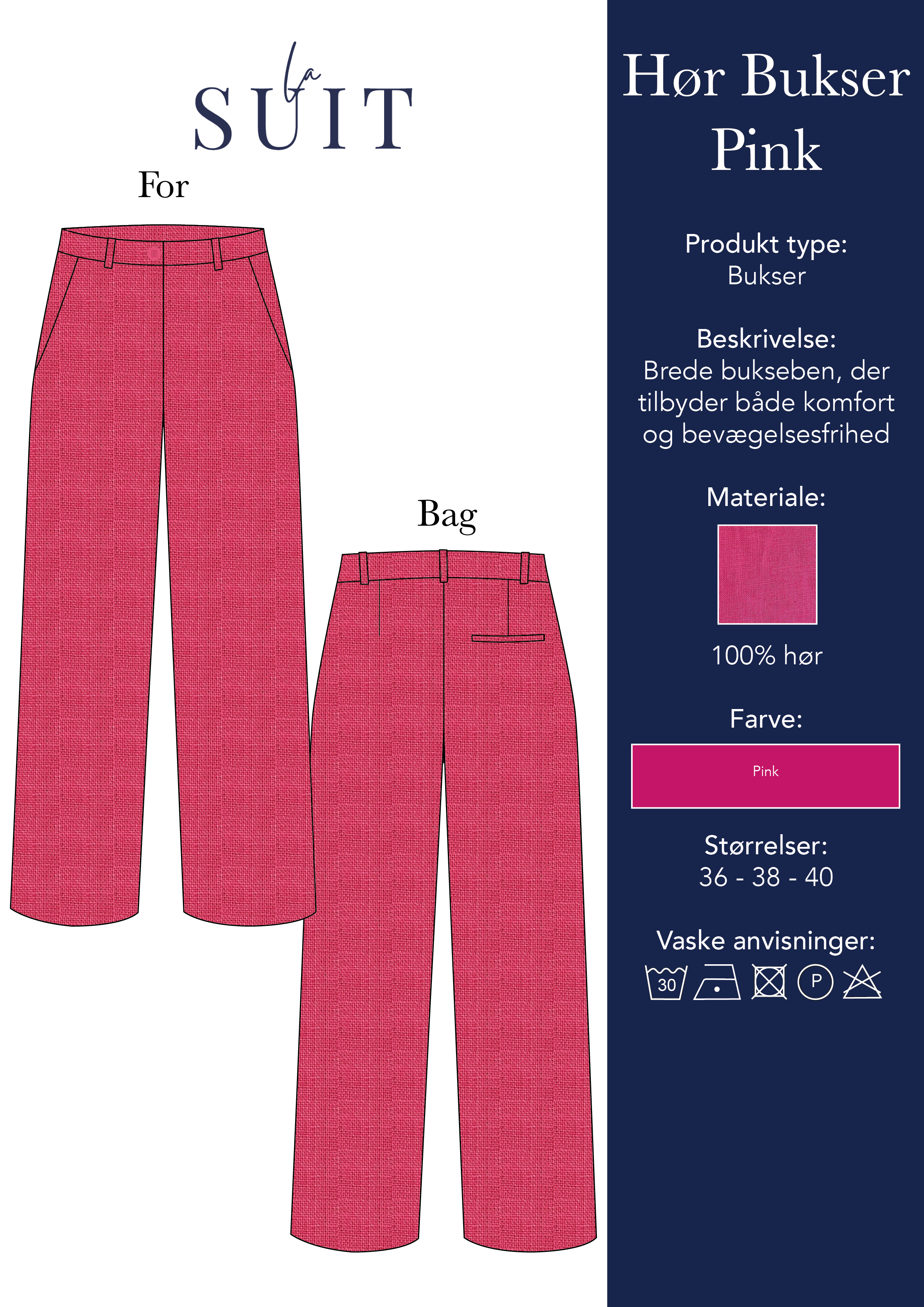 Layout_LA SUITs pinke habitbukser i hør til kvinder