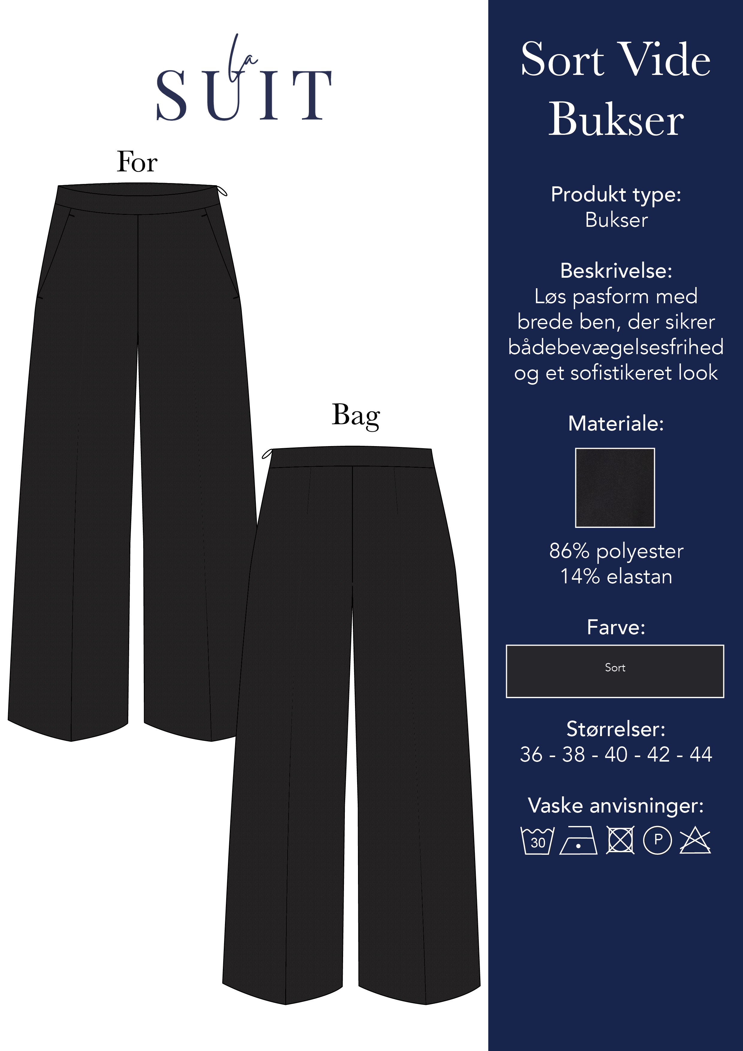 Layout_LA SUITs sorte vide bukser til kvinder