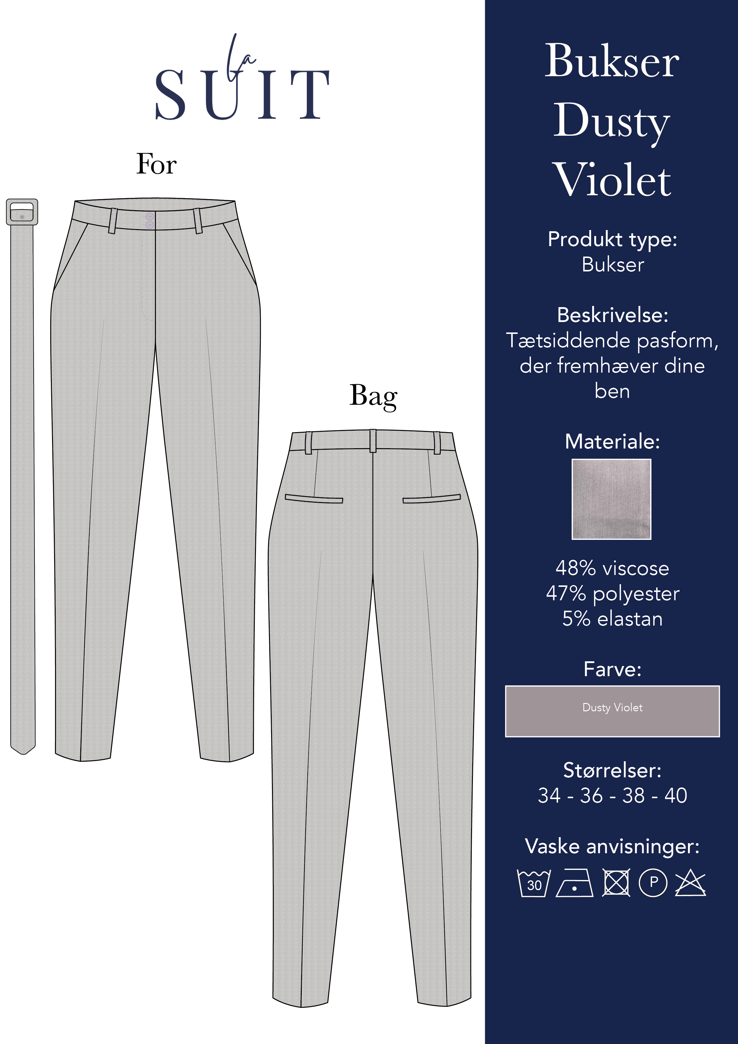 LA SUIT dusty violet bukser