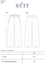 Mål af LA SUITs vide bukser til kvinder