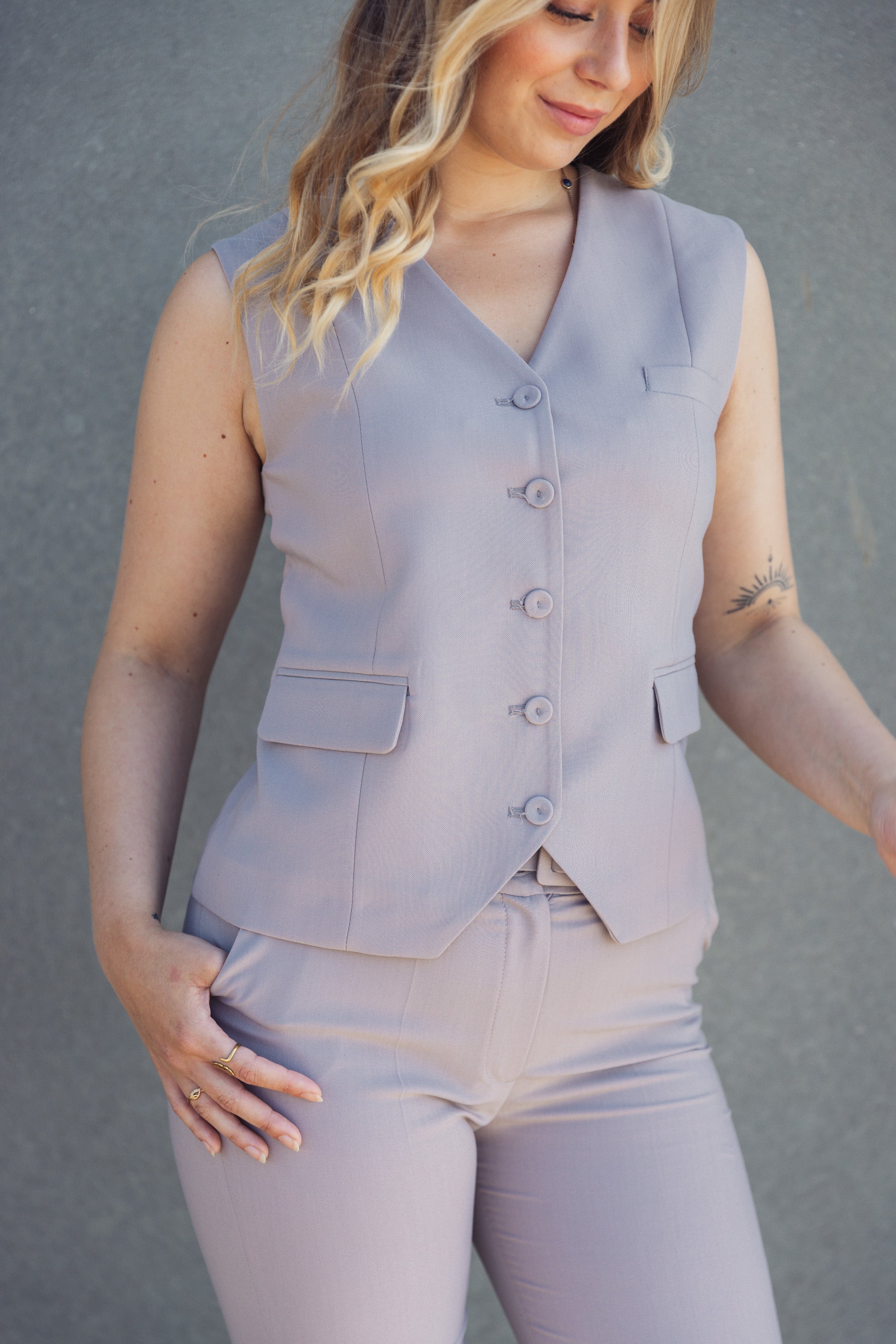 LA SUITs vestsæt i dusty violet