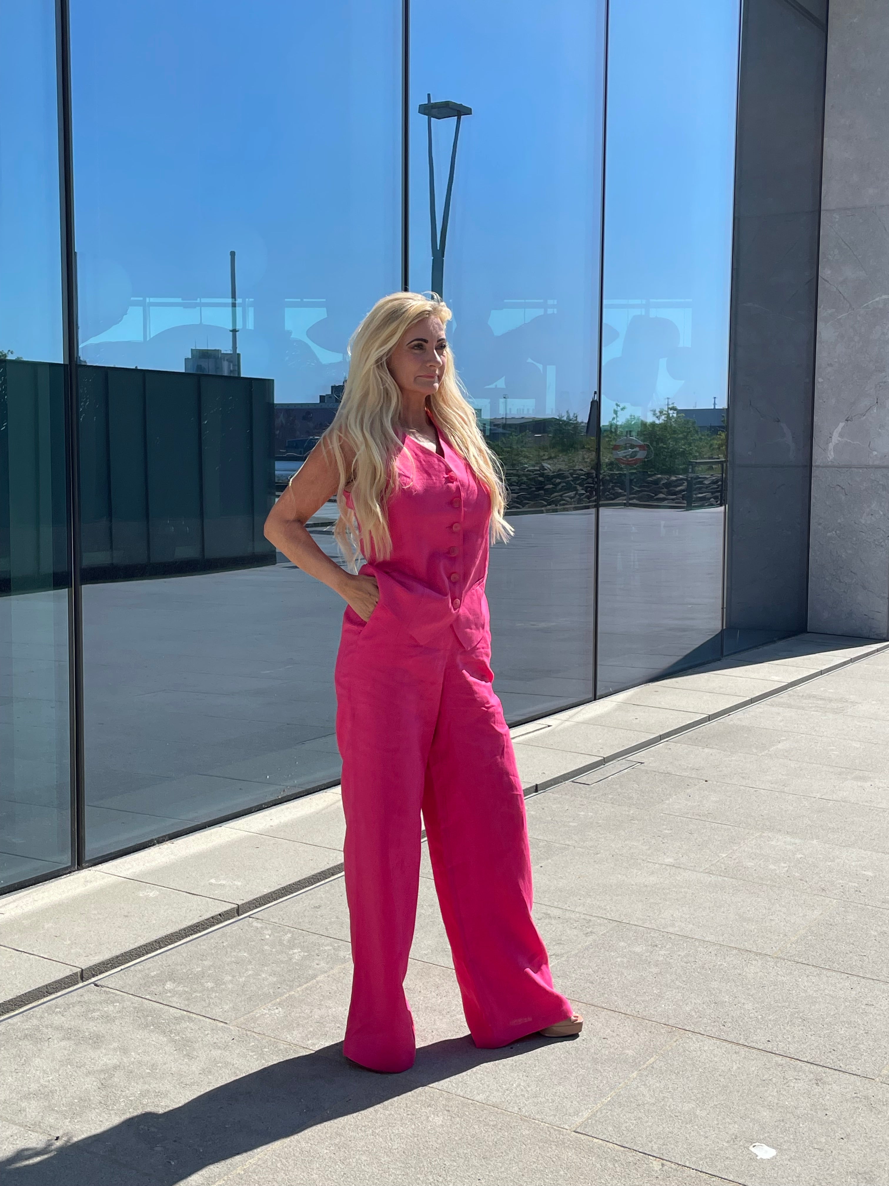 LA SUITs pink vestsæt i hør til kvinder