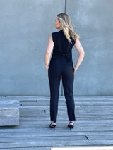 LA SUIT Sort vest og bukser til kvinder" og "Elegant sort sæt til kontoret"