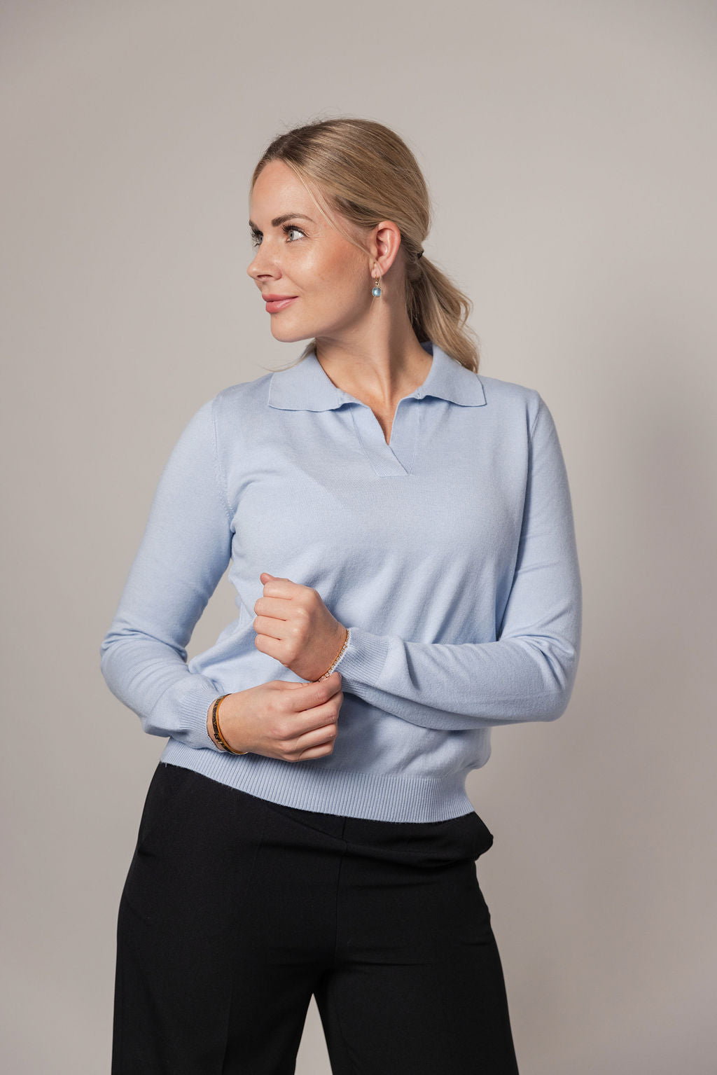 Lyseblå polo kvinder
