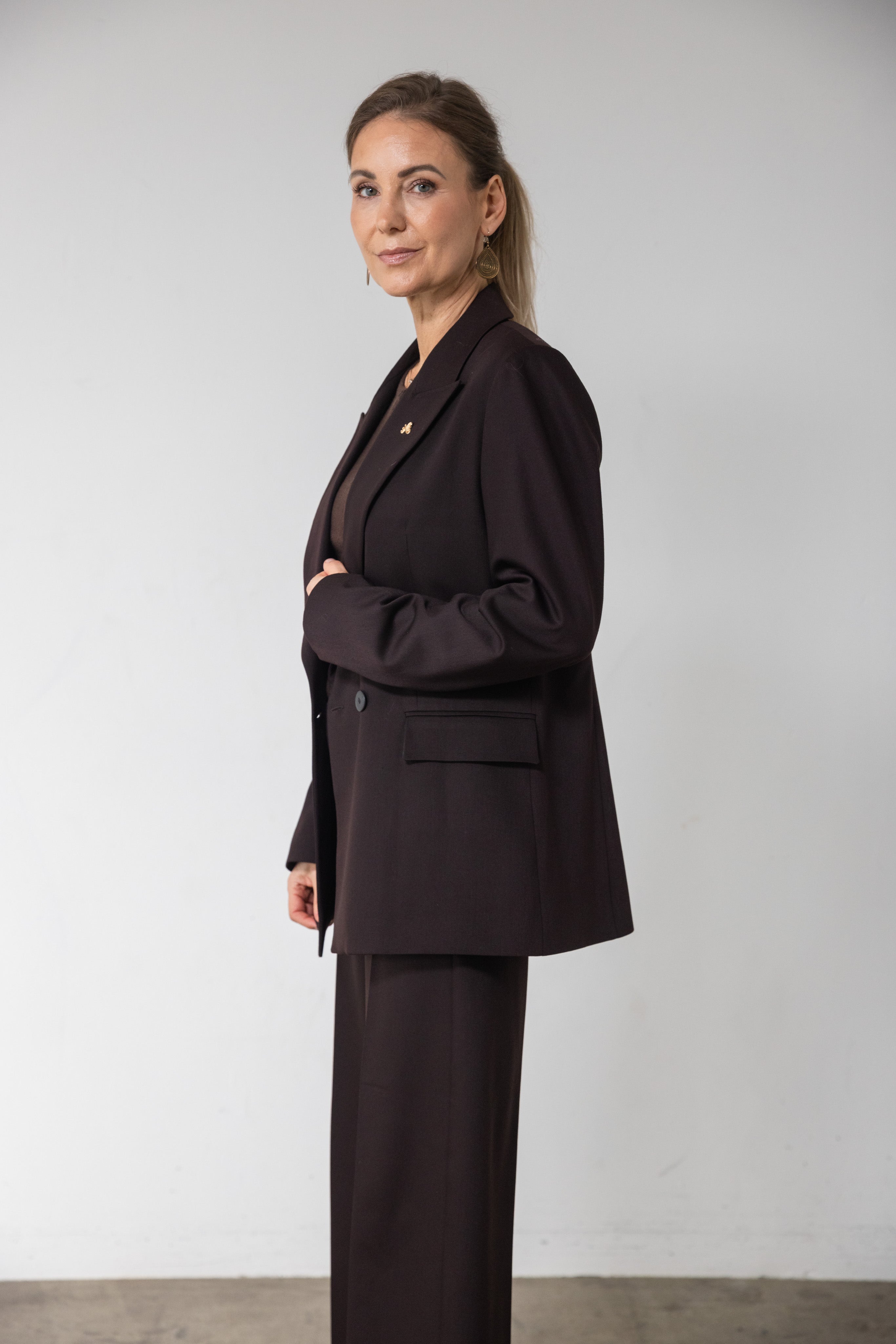 Espresso Brun Blazer Til Kvinder. 