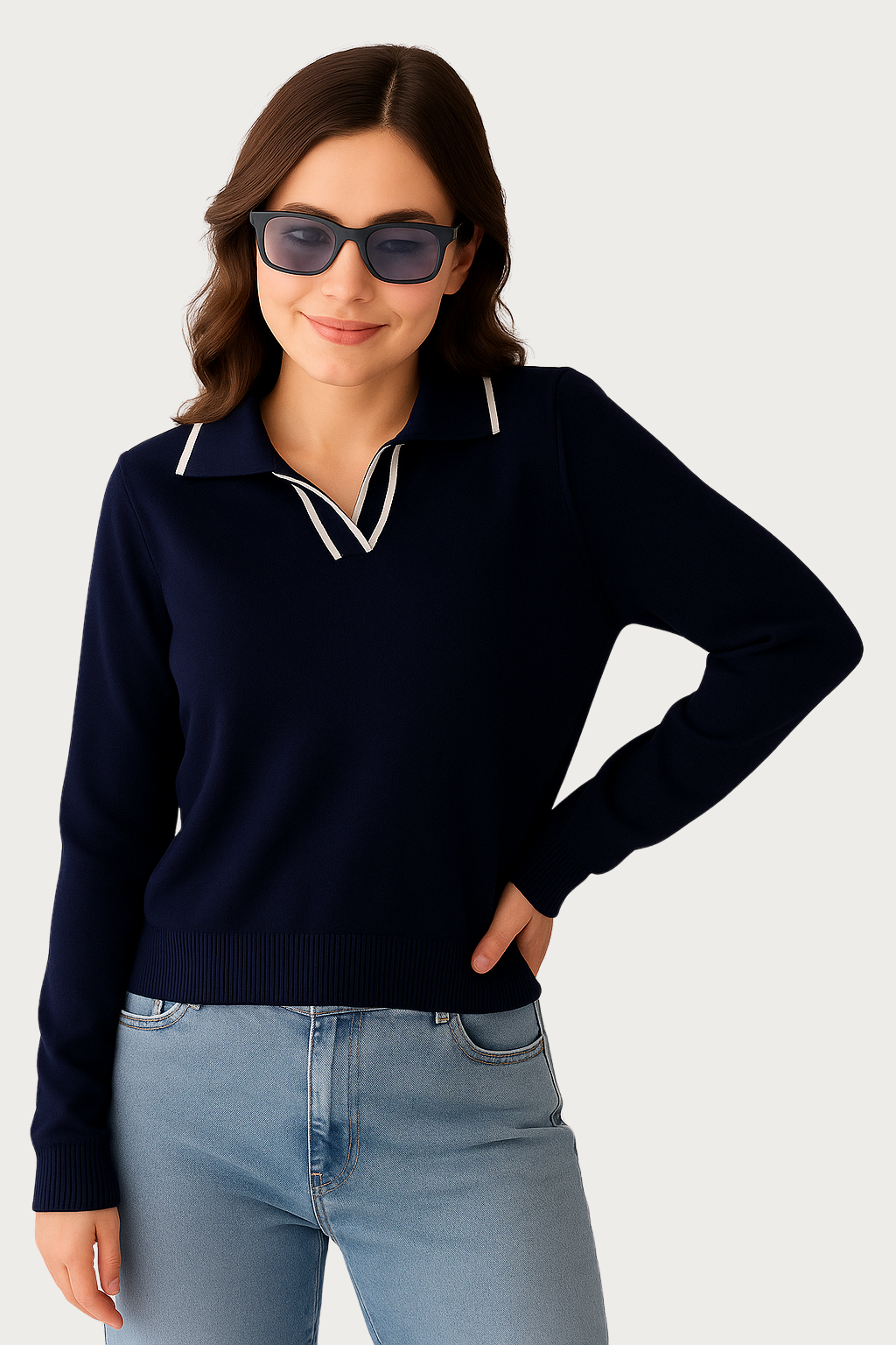 Classic Knit Polo Blå