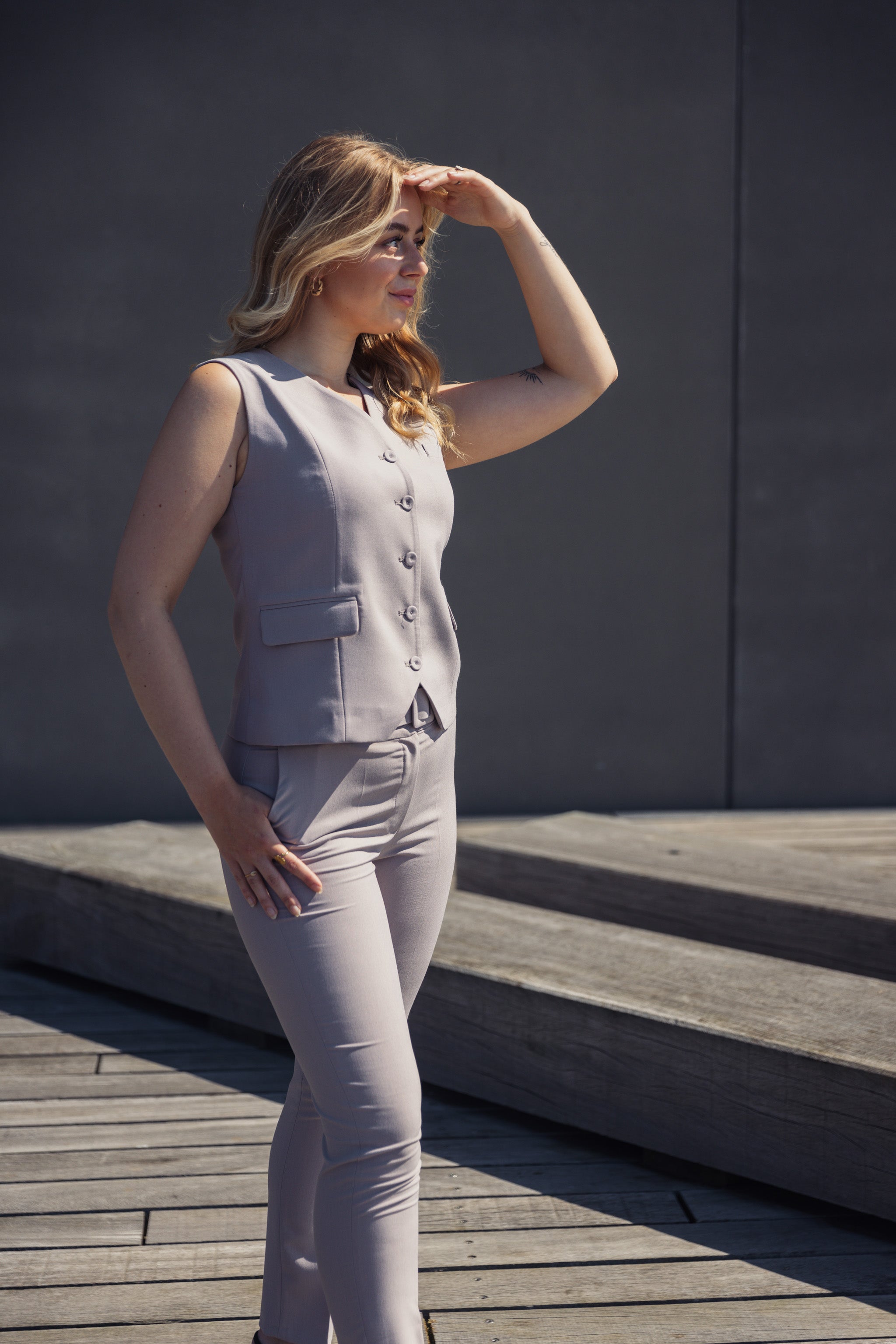 LA SUITs vestsæt i dusty violet