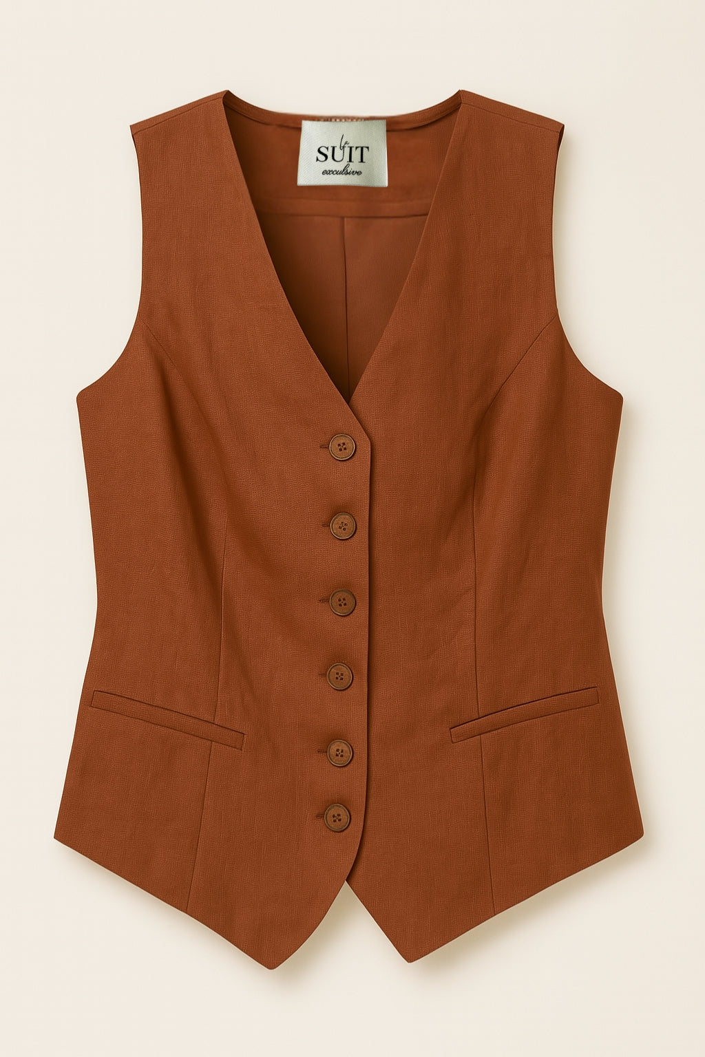 Hør vest i brun