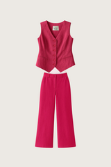 Pink hør vest og bukser