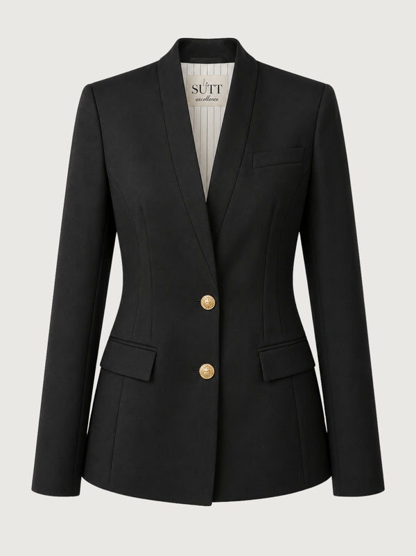 Sort blazer med kinakrave