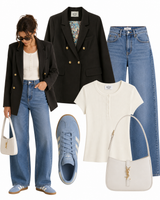 Sort dobbeltradet blazer til kvinder Stylling inspiration