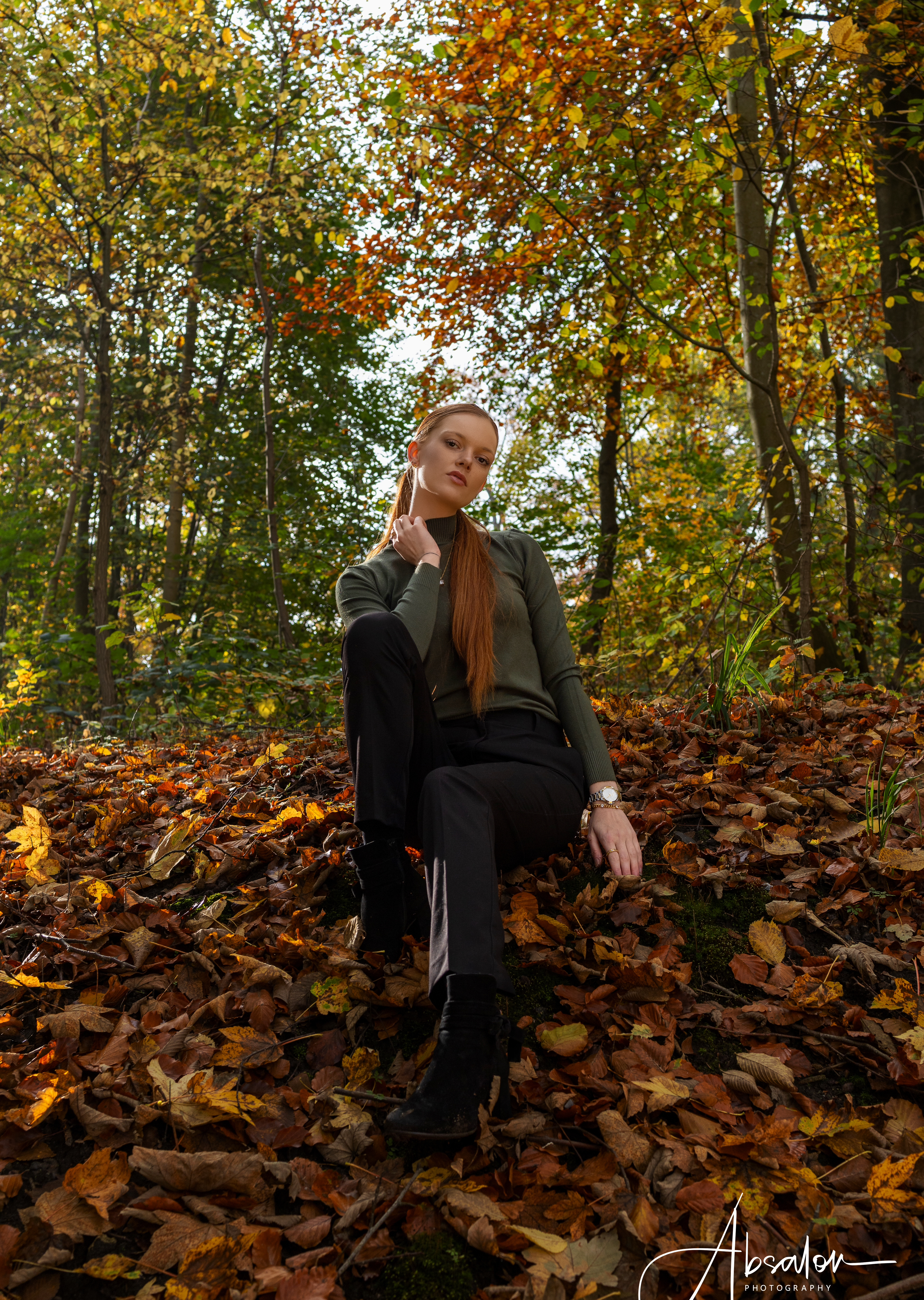 LA SUITs grønne rullekravebluse