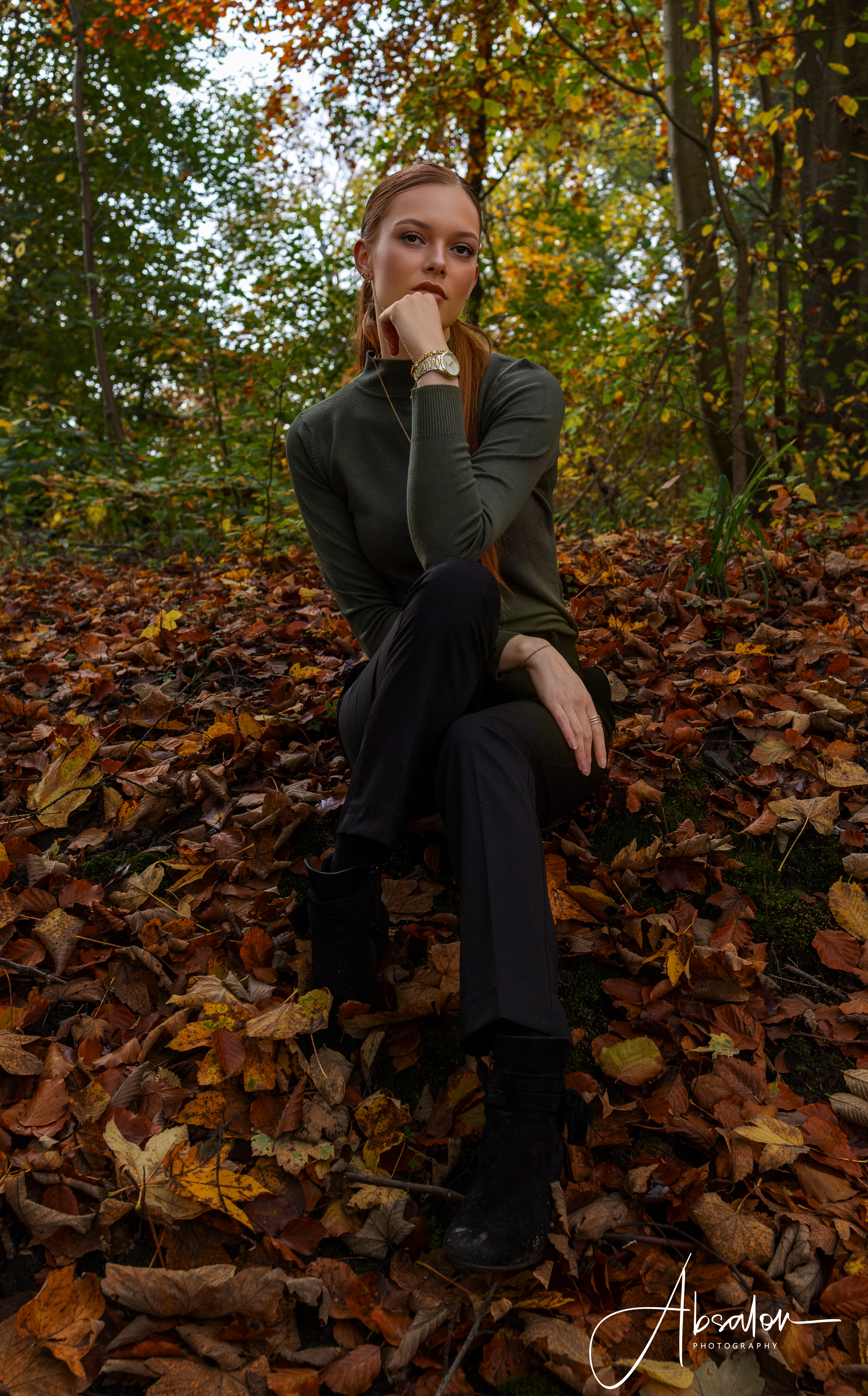 LA SUITs grønne rullekravebluse