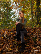 LA SUITs grønne rullekravebluse