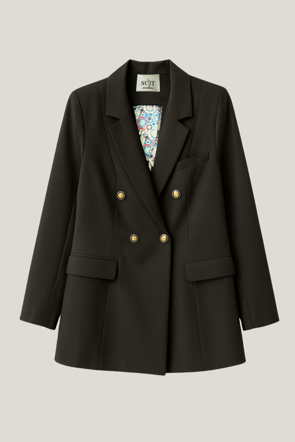 Sort dobbeltradet blazer