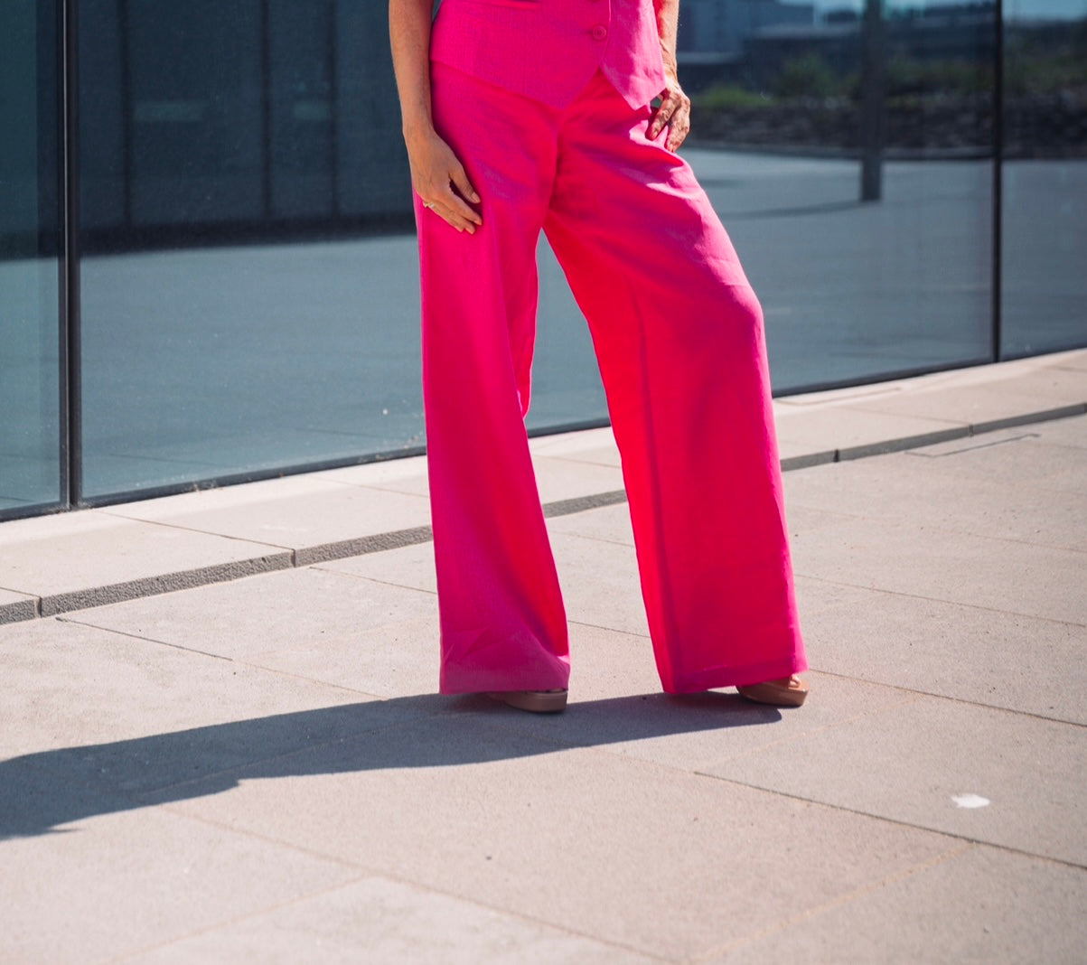 LA SUITs pink habitbukser i hør til kvinder